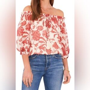 Vince Camuto Floral Burgundy Blouse
